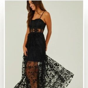 Altar’d State Evangeline Floral Maxi Dress Party Cocktail Lace 3D